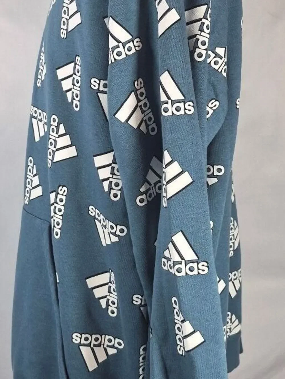 Adidas XL Orbit Indigo All Over Logo Fleece Hoodie